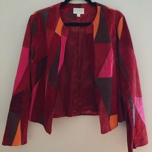 Leather and Suede Color-block Jacket
